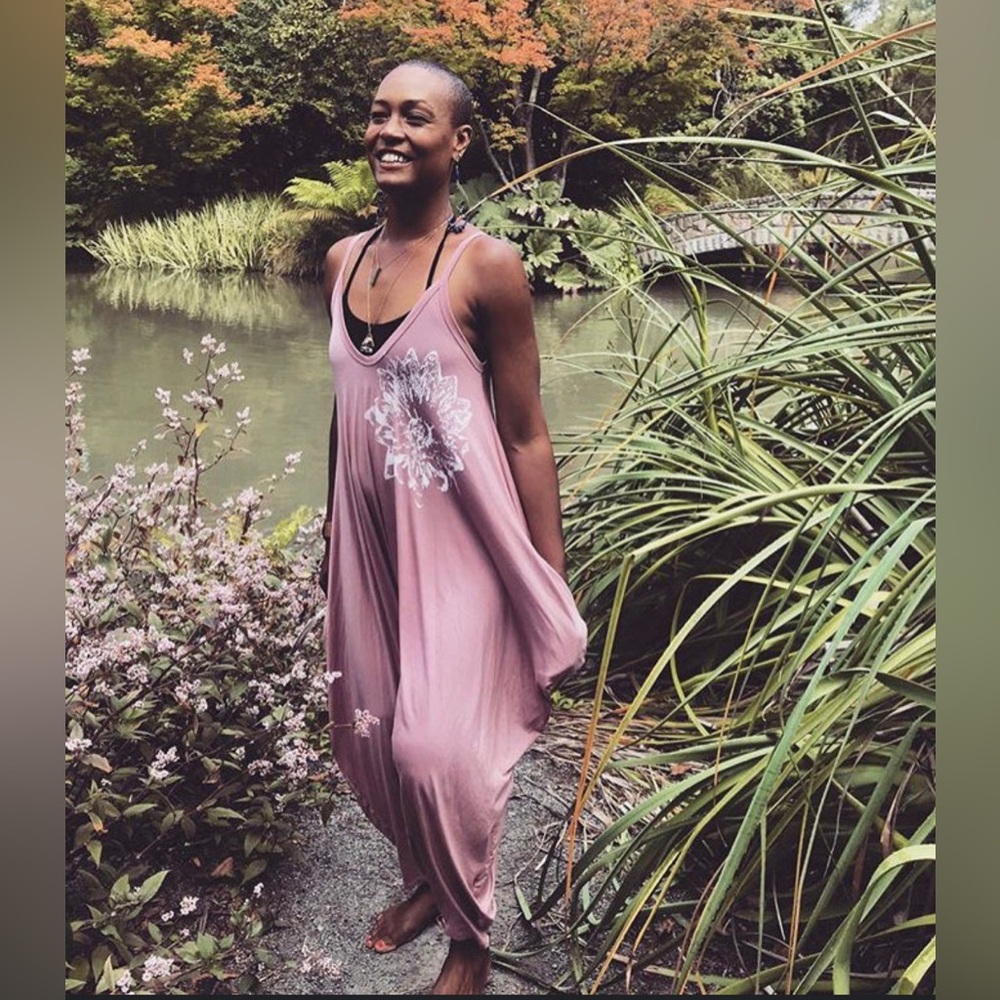 Blonde Peacock Women's Lotus Yoga Jumpsuit Romper One Piece Dusty Rose